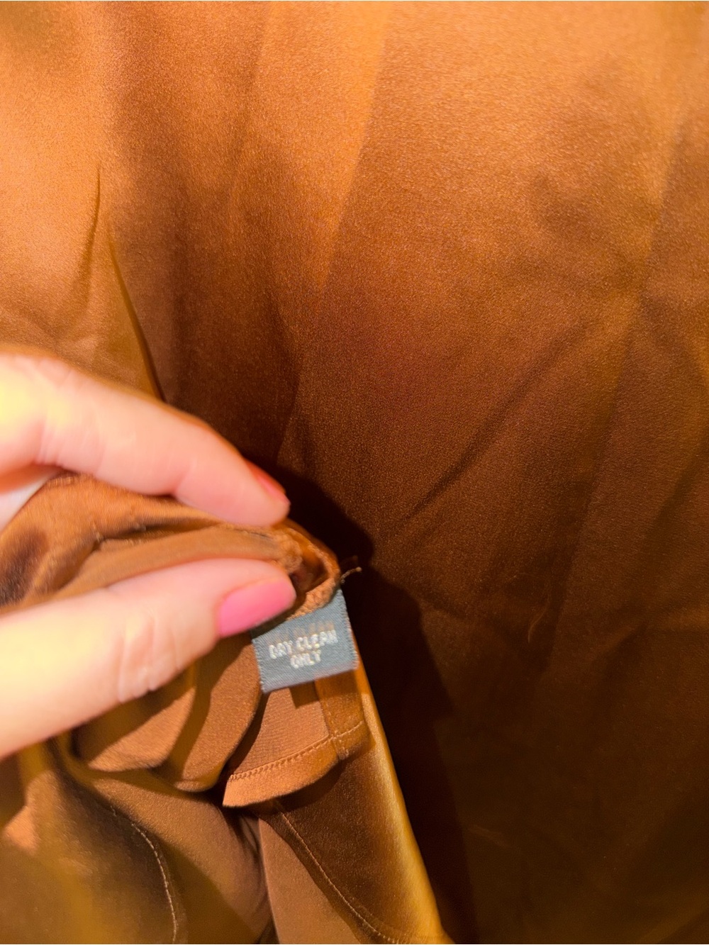 Linda Allard Ellen Tracy Silk Blouse 14 Copper Brown Button Down Quiet Luxury - Picture 5 of 5